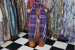 Afbeelding van geruiten zomer sjaal blauw/paars